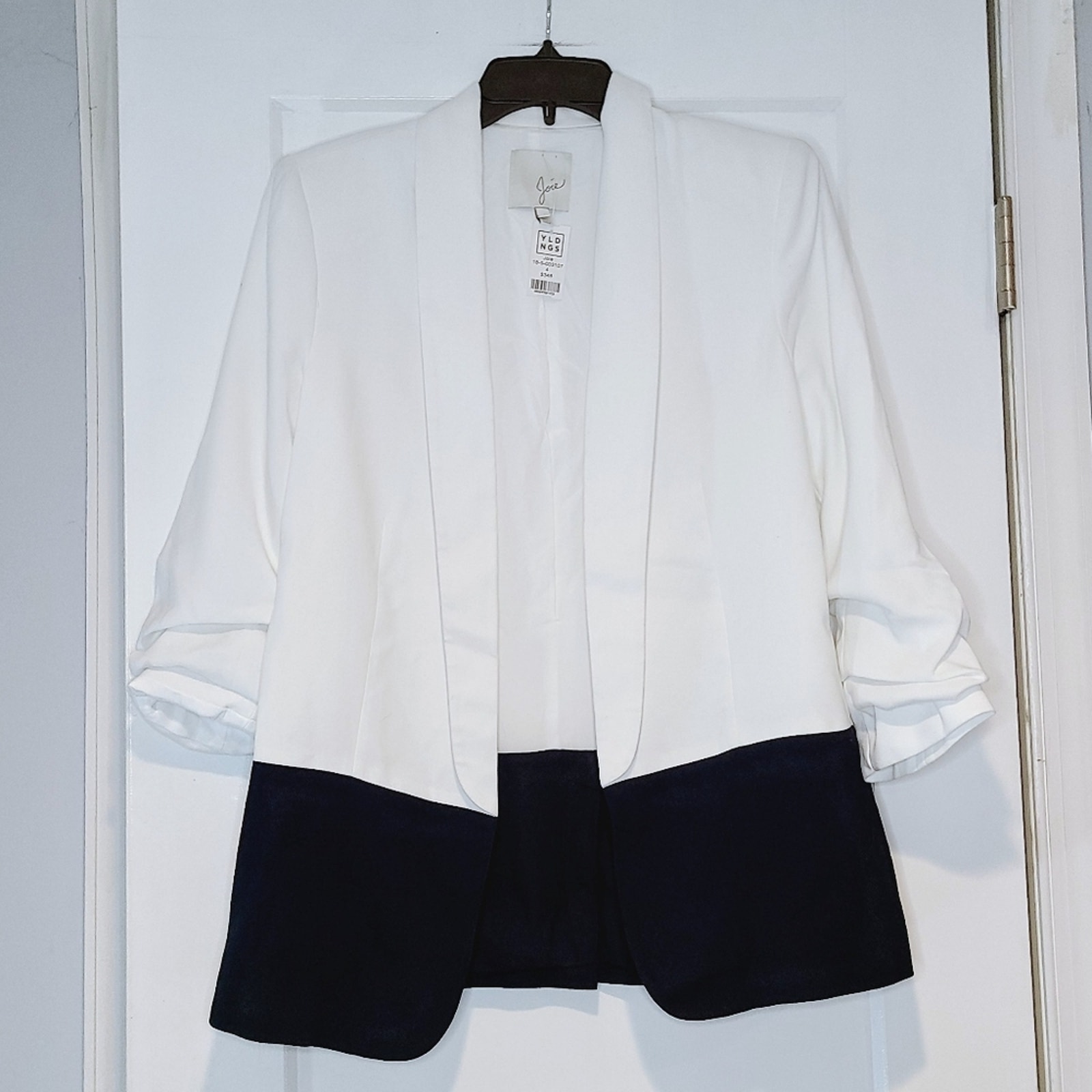 Joie Lollasa White Black Colorblock Open Front Blazer Jacket Size 4 Nwt